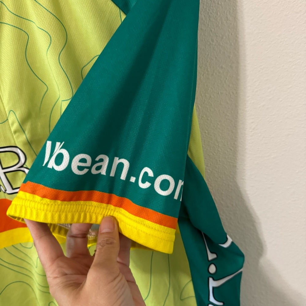 L.L. Bean V-Gear Cycling Jersey Shirt Green Orange Yellow 1/2 Zip Pockets-XXL - Picture 6 of 12